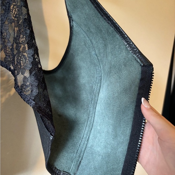 Black Lace-Back Leather Vest - Picture 2 of 8
